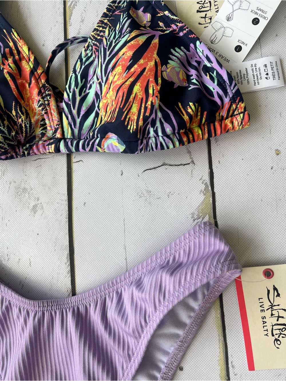 Salt Life NEW Bikini Top & Lavender Ribbed Bottom X SMALL - Picture 4 of 9